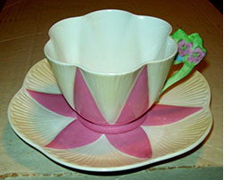 Shelley Dainty pink floral handled cup and saucer